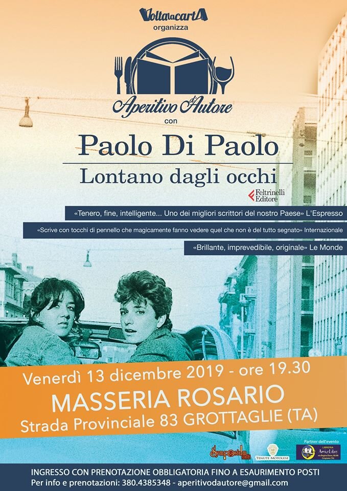 A Grottaglie l’Aperitivo d’Autore con Paolo Di Paolo A Grottaglie l’Aperitivo d’Autore con Paolo Di Paolo
