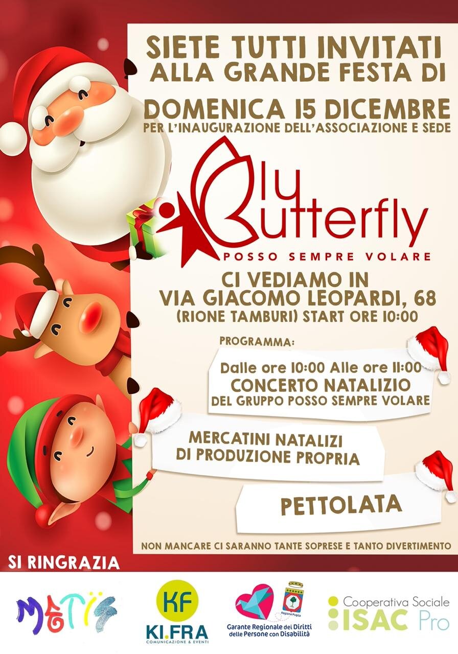 Blu Butterfly, Posso Sempre Volare: domenica 15 dicembre l'inaugurazione della nuova associazione Blu Butterfly, Posso Sempre Volare: domenica 15 dicembre l'inaugurazione della nuova associazione