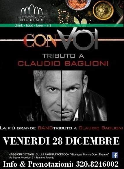 28 dicembre: CON VOI Tributo a Baglioni al Teatro Art Club Restaurant and Pizza