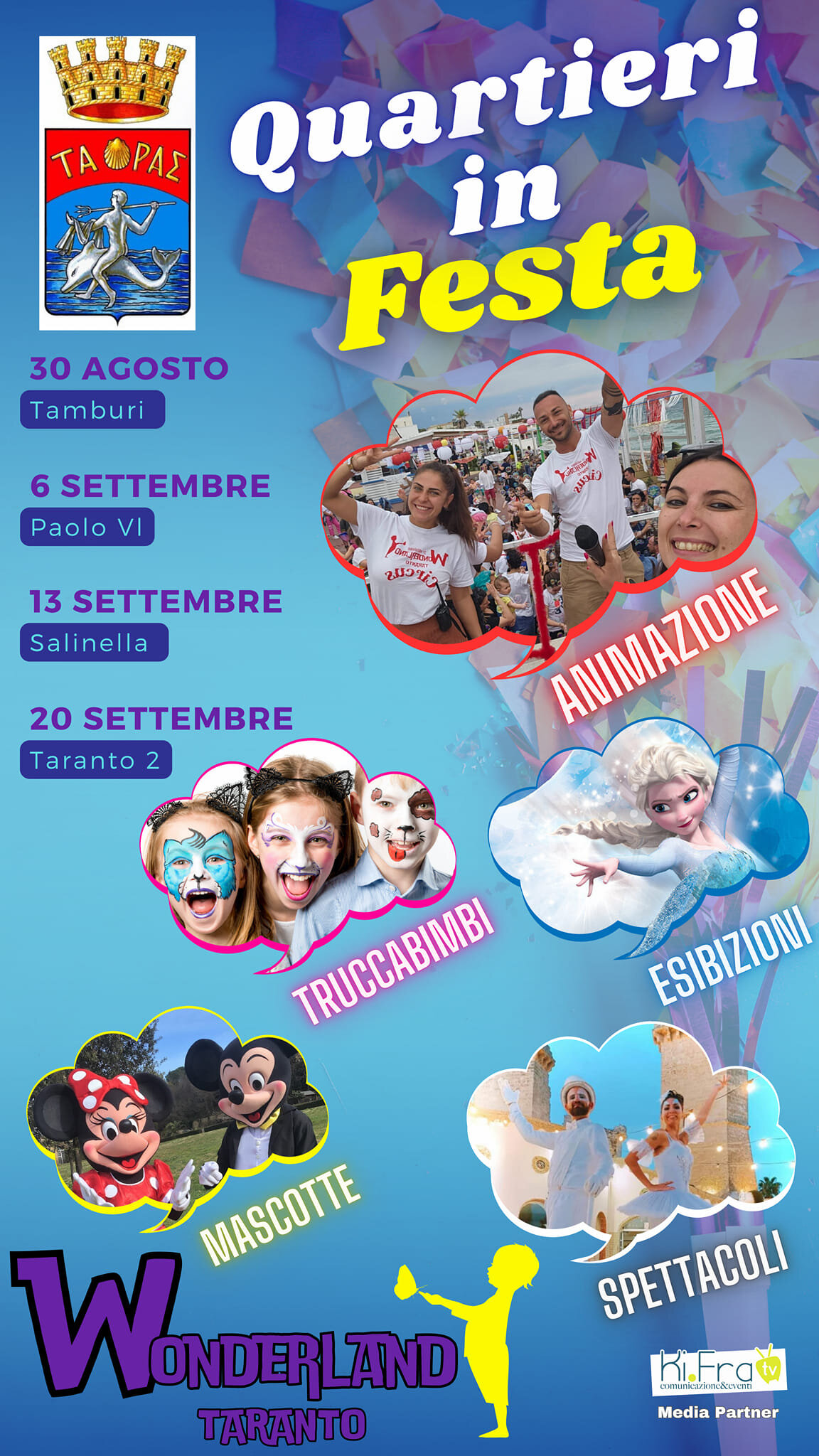 Da domani Quartieri in festa: Wonderland regala sorrisi ai bambini di tutta Taranto Da domani Quartieri in festa: Wonderland regala sorrisi ai bambini di tutta Taranto