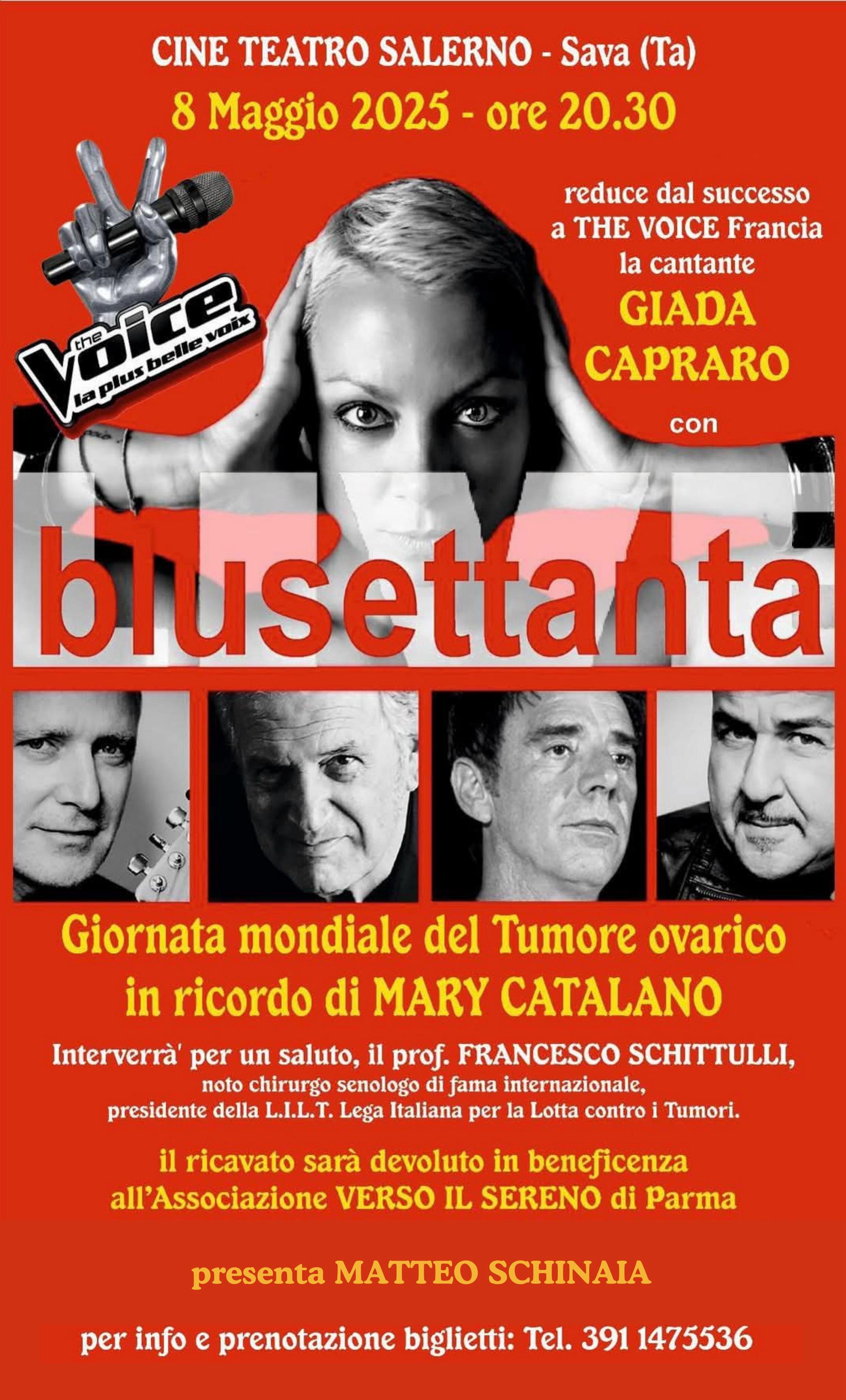 Sava celebra la Giornata mondiale del Tumore ovarico con musica e solidarietà: sul palco Giada Capraro e i Blu70