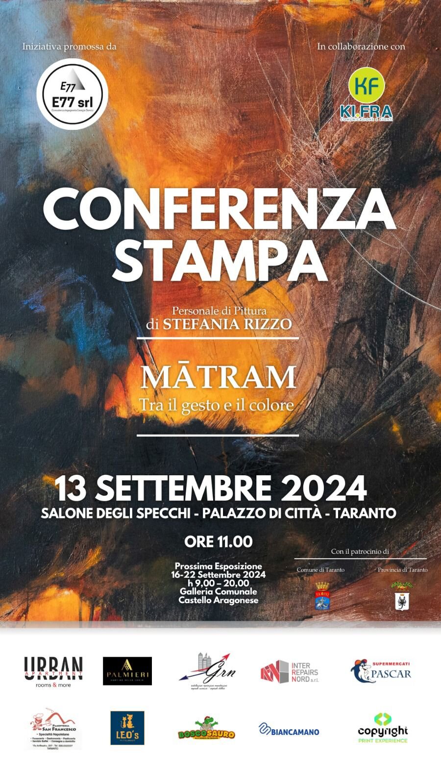 Taranto, tutto pronto per “MĀTRAM Tra il gesto e il colore”