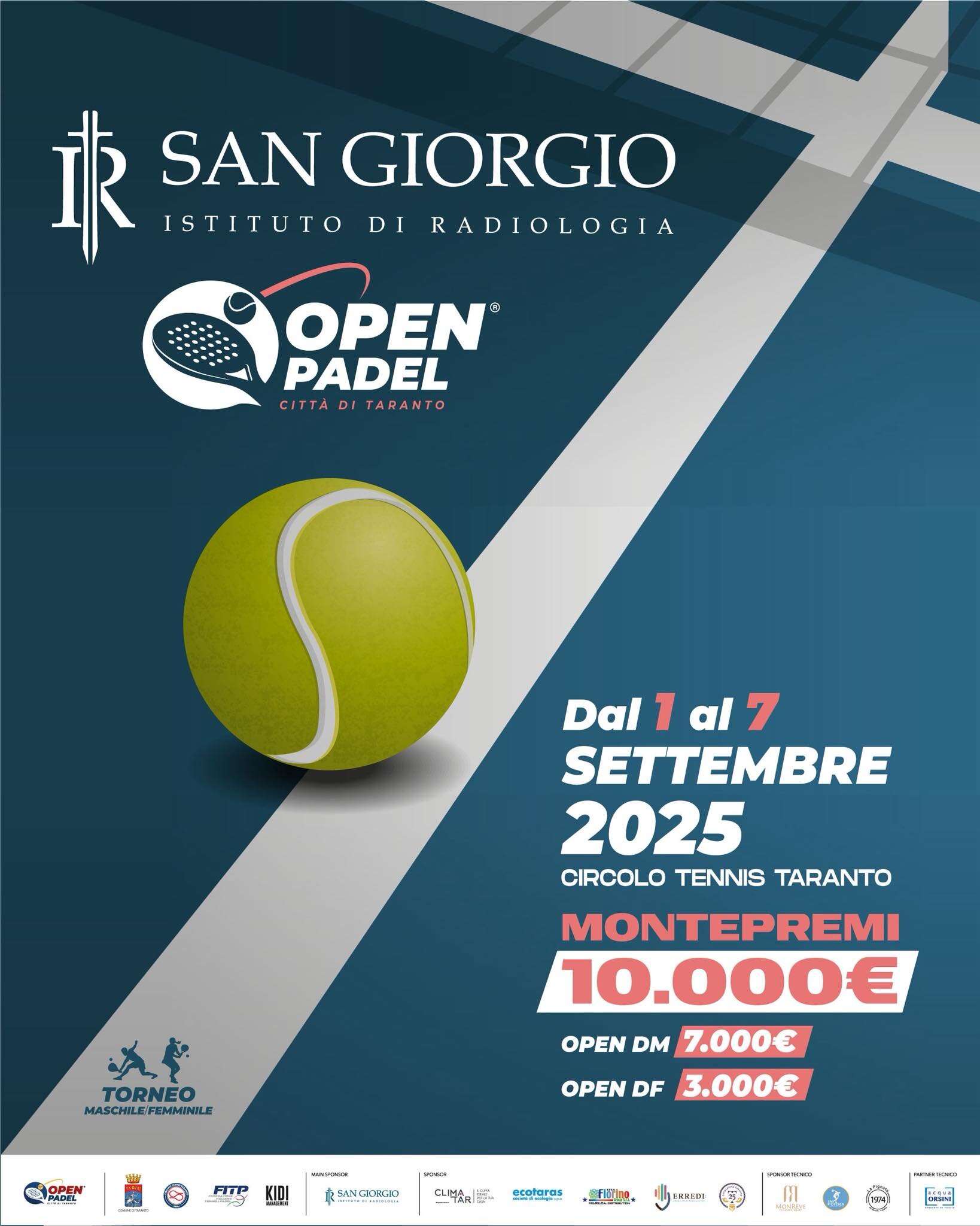 Open Padel Città di Taranto 2025: dal 1 al 7 settembre al Circolo Tennis Taranto