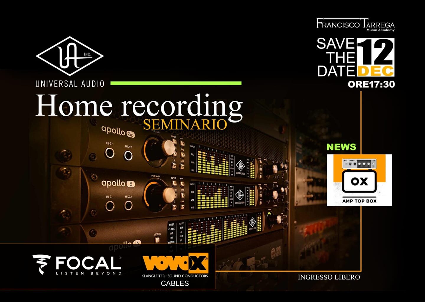 Alla Francisco Tàrrega un seminario sull'Home Recording a cura di Egidio Maggio