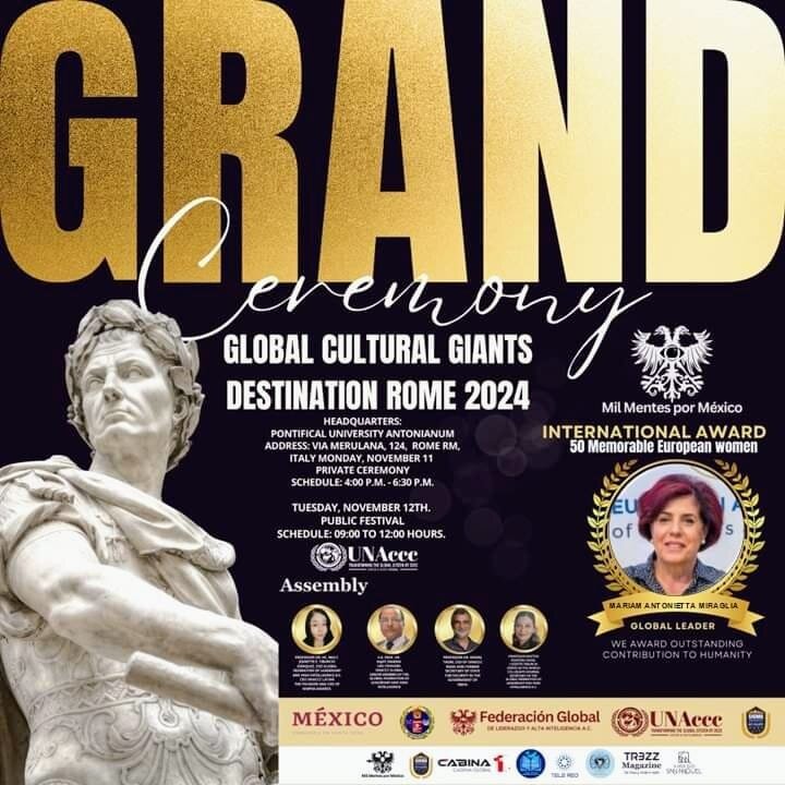 La poetessa Maria Miraglia premiata a Roma tra le “ 50 Memorable European Women” La poetessa Maria Miraglia premiata a Roma tra le “ 50 Memorable European Women”