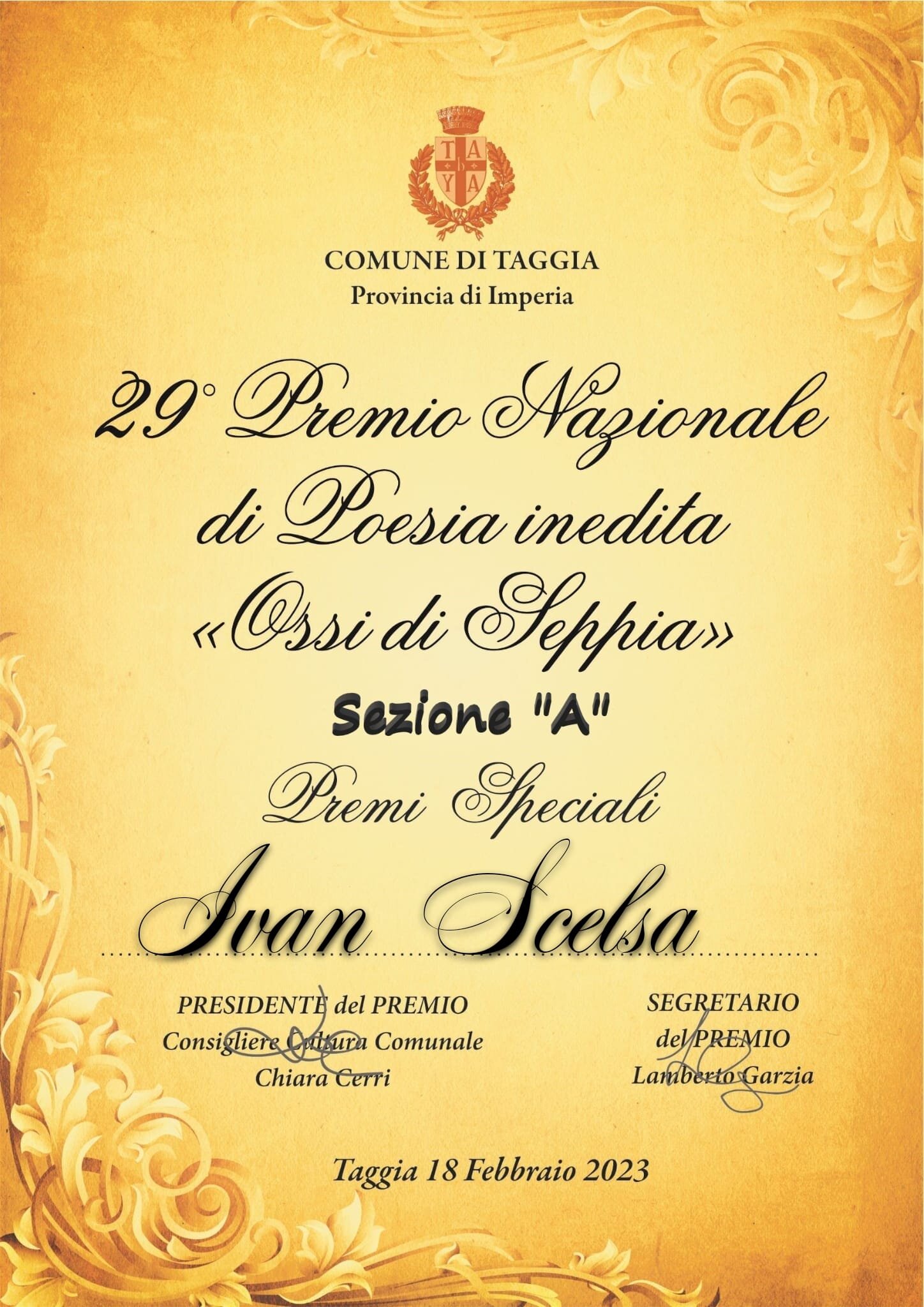 Ossi di Seppia: un inedito Ivan Scelsa, Premio Speciale della Giuria con la poesia “L’aratro d’inverno” Ossi di Seppia: un inedito Ivan Scelsa, Premio Speciale della Giuria con la poesia “L’aratro d’inverno”