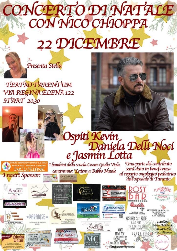 Nico Chioppa, concerto di Natale per i bambini di Taranto