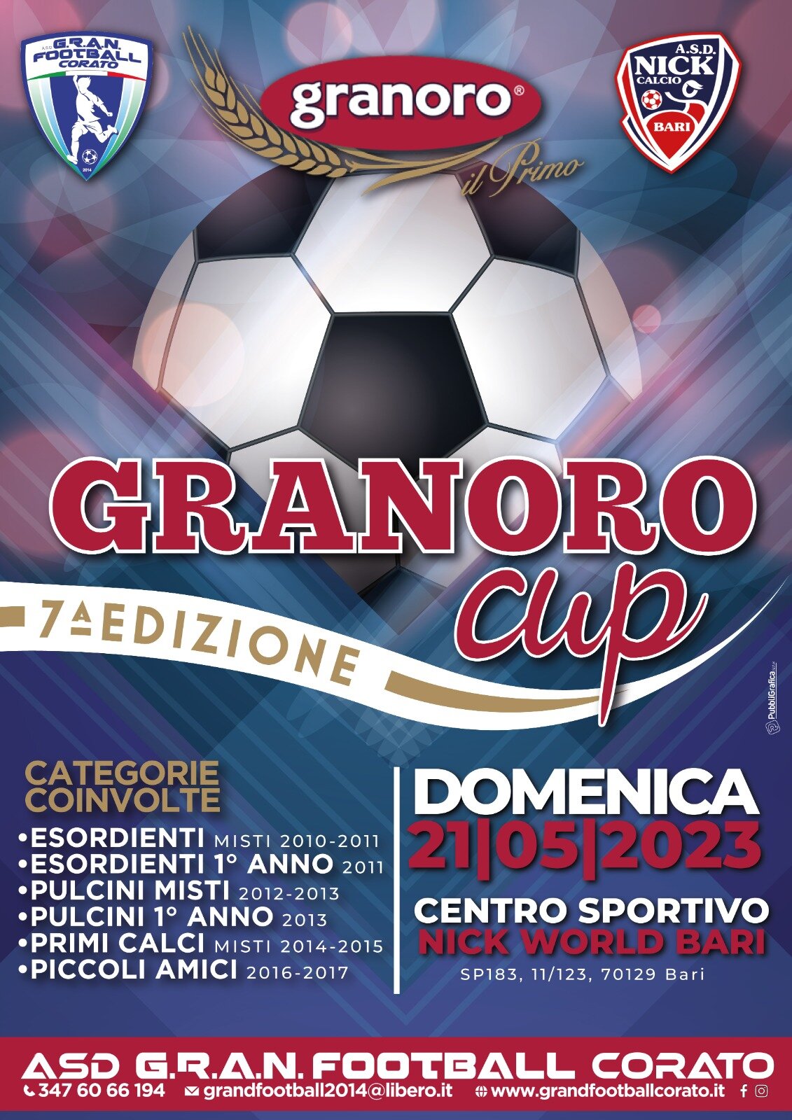 Domenica 21 maggio la settima edizione della Granoro Cup