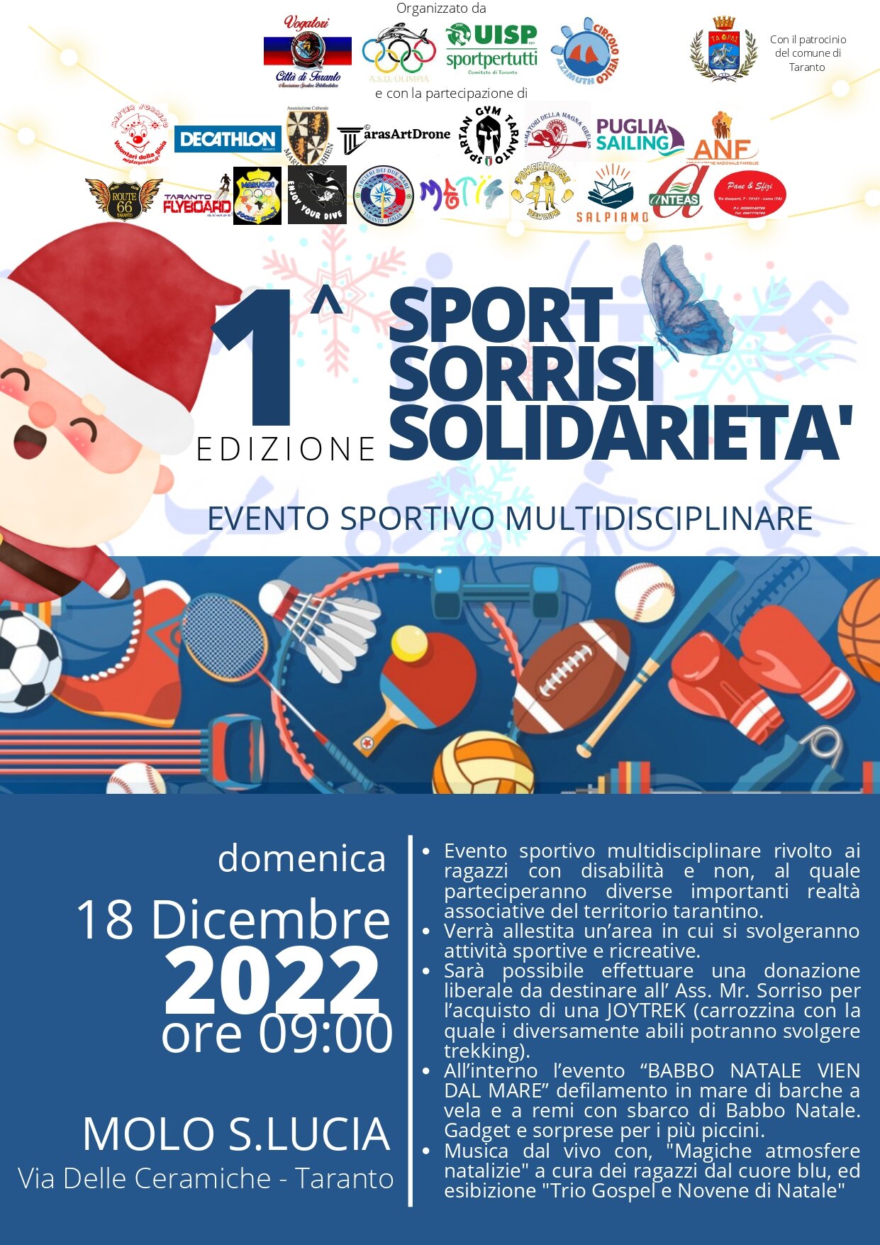 Domenica al Molo Santa Lucia la prima edizione di "Sport, sorrisi, solidarietà"