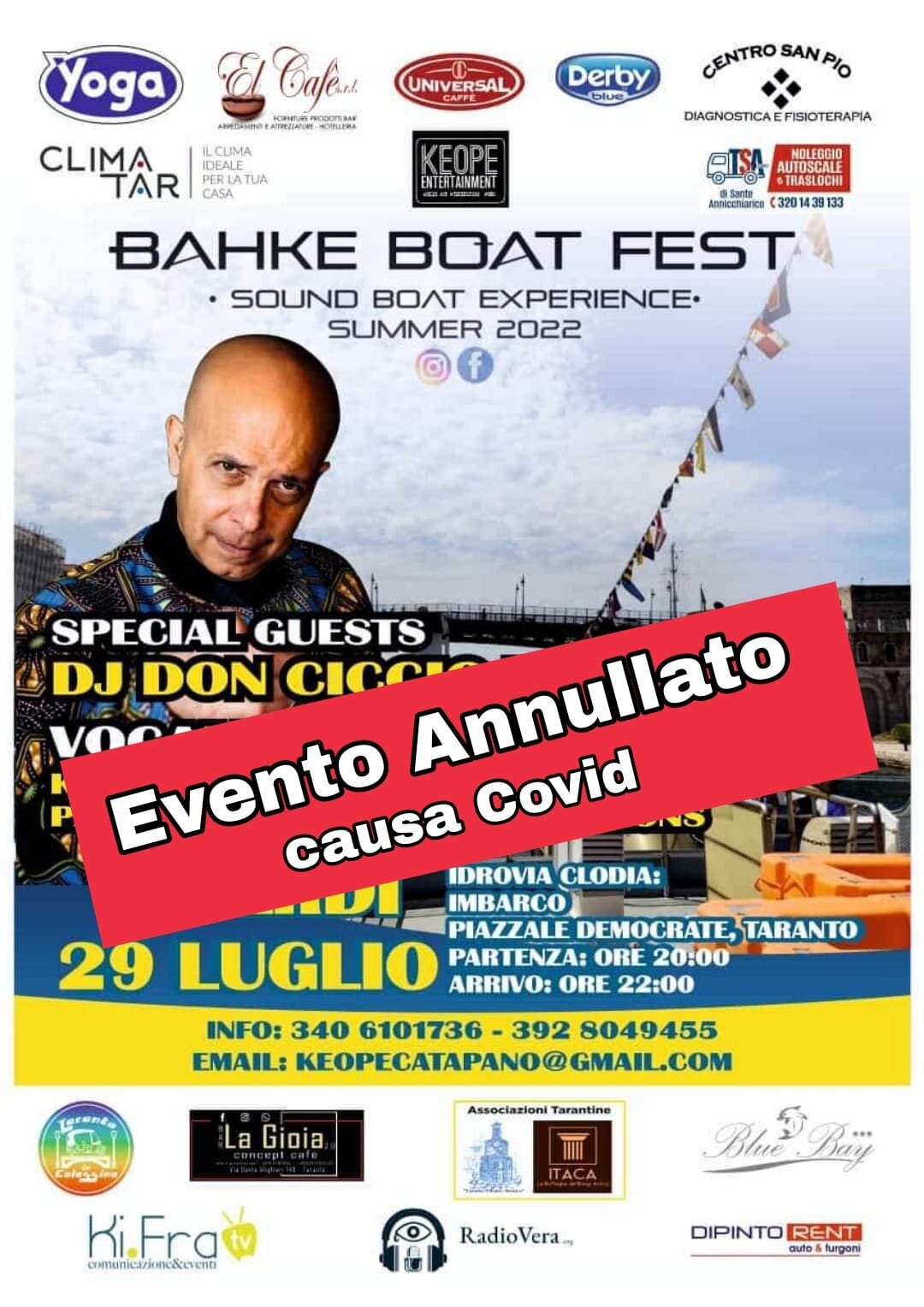 Bahke Boat Fest, annullato evento con DJ Don Ciccio Bahke Boat Fest, annullato evento con DJ Don Ciccio