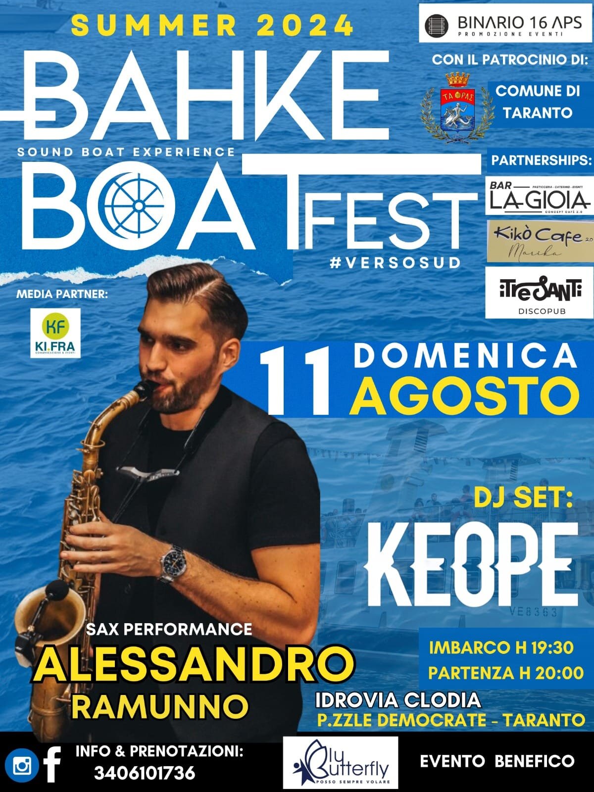 Torna il Bahke Boat Fest 2024: tutti a bordo con il sax performer Alessandro Ramunno