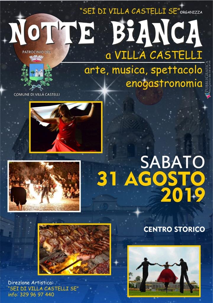 VILLA CASTELLI SABATO 31 AGOSTO GRANDE FESTA DELLA NOTTE BIANCA
