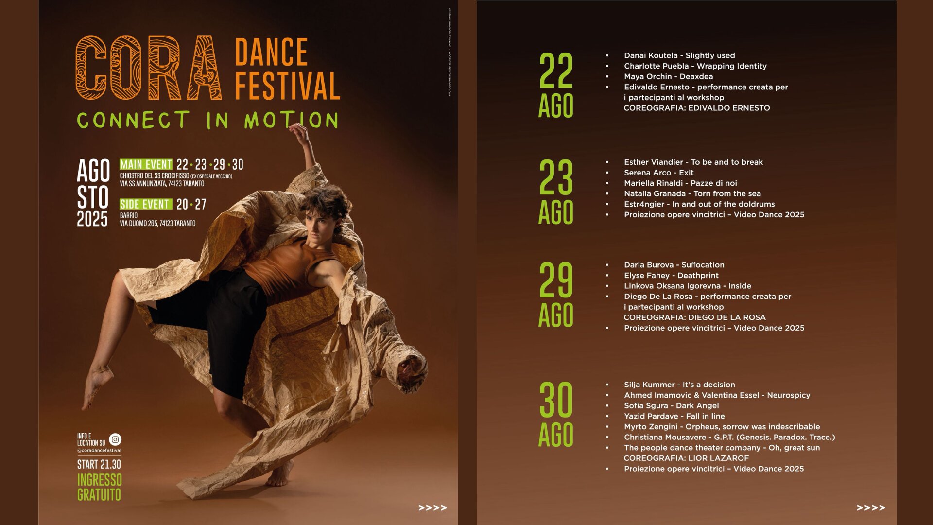 CORA Dance Festival 2025: Taranto al centro della danza contemporanea internazionale CORA Dance Festival 2025: Taranto al centro della danza contemporanea internazionale