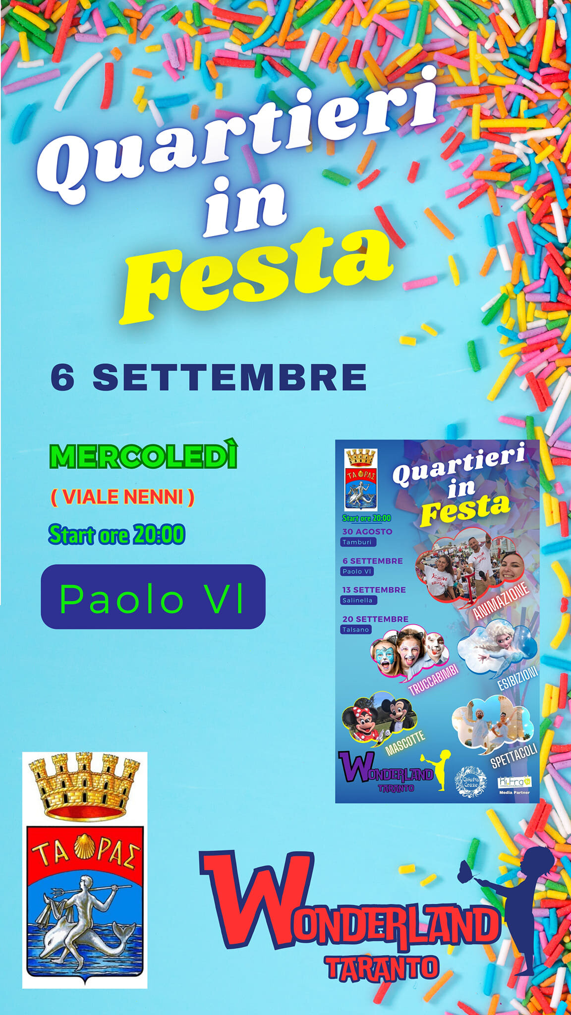 Wonderland, Quartieri in Festa domani fa tappa a Paolo VI