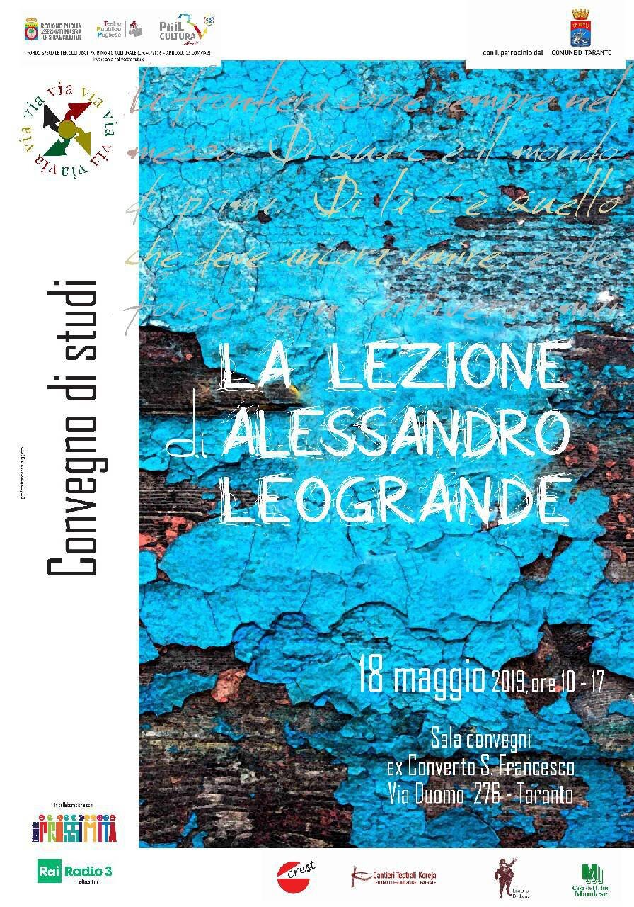 La lezione di Alessandro Leogrande: convegno di studi sabato 18 maggio a Taranto
