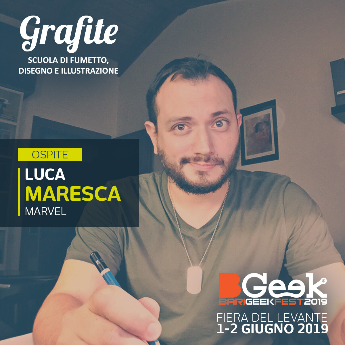 Grafite al BGeeK 2019 con Luca Maresca firma della Marvel