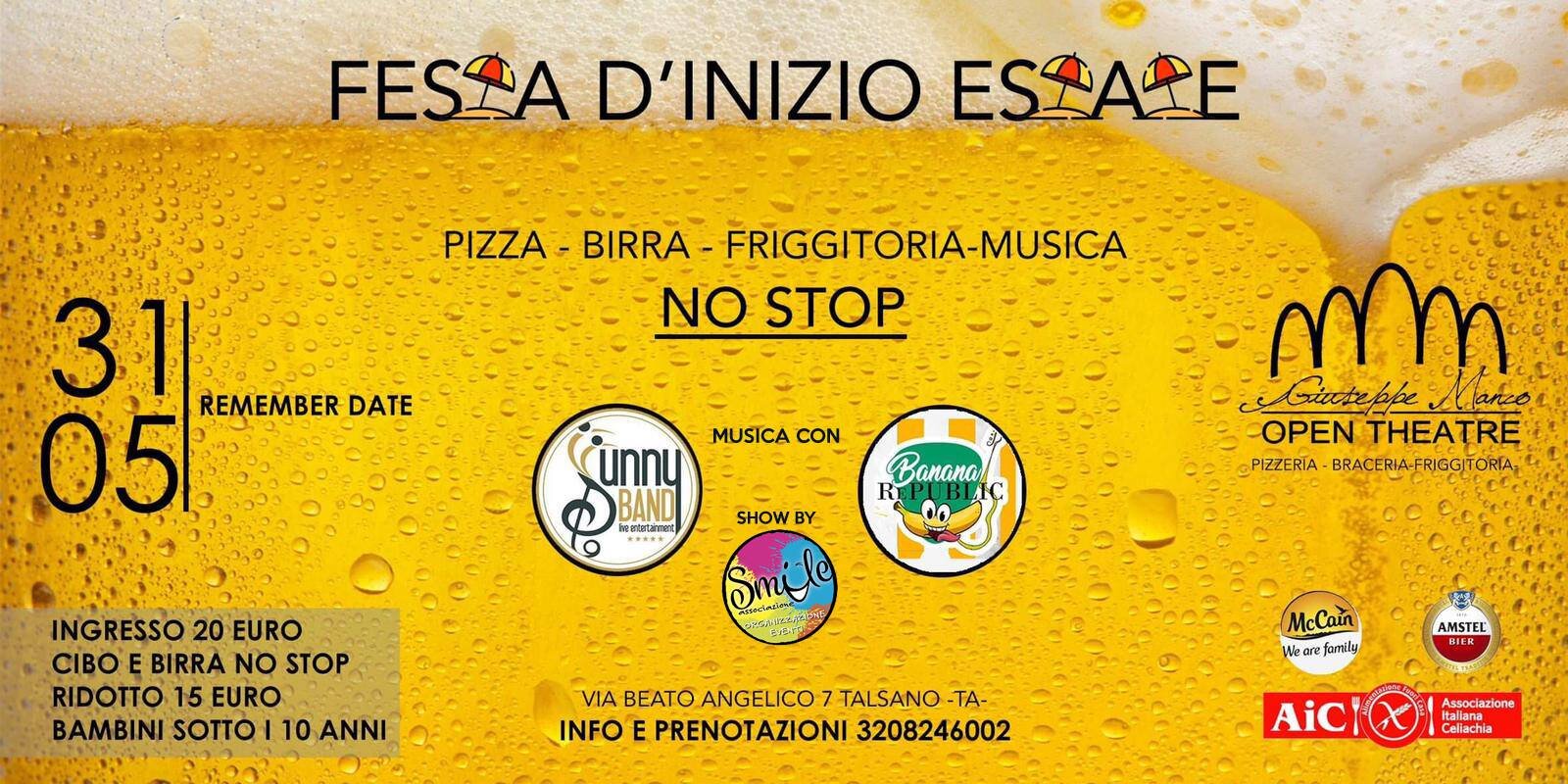31 maggio: Festa d'inizio estate al Teatro Art Club Restaurant and Pizza 31 maggio: Festa d'inizio estate al Teatro Art Club Restaurant and Pizza