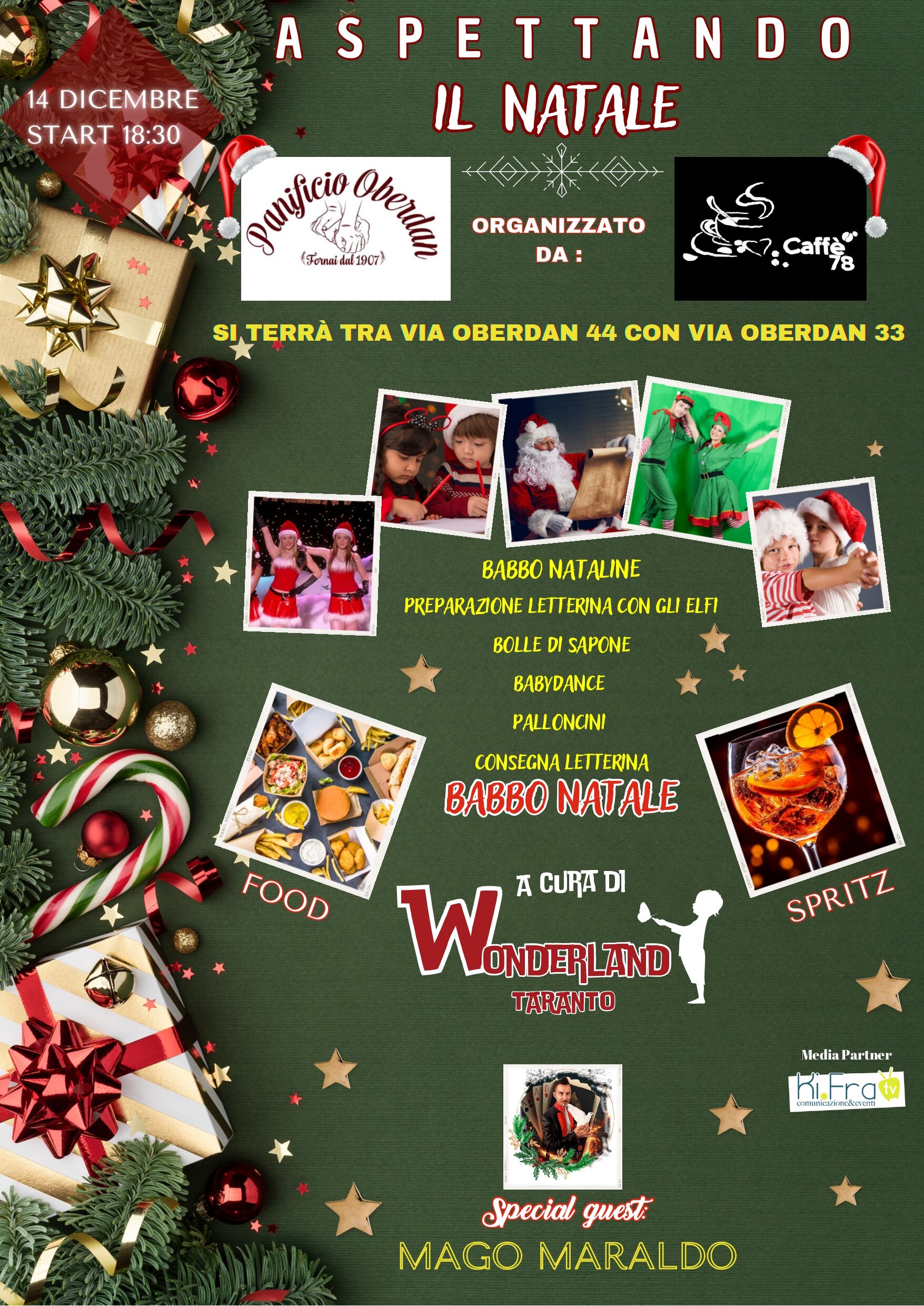 Panificio Oberdan e Caffè 78 fanno festa con Mago Maraldo e le Babbo Nataline