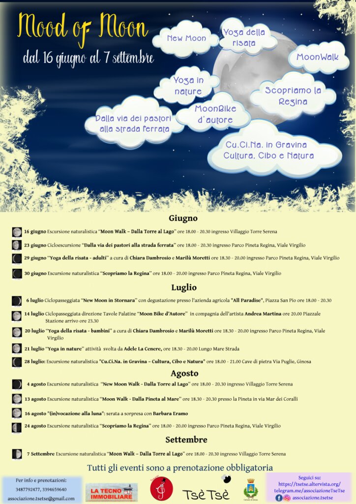 "Mood of the moon", tutti gli eventi della kermesse organizzata dall'associazione TsèTsè di Marina di Ginosa