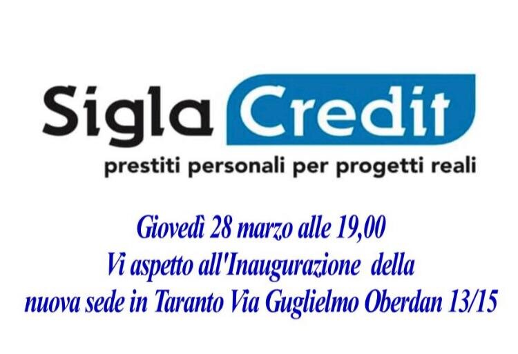 28 marzo: SIGLA CREDIT inaugura la sua nuova sede a Taranto