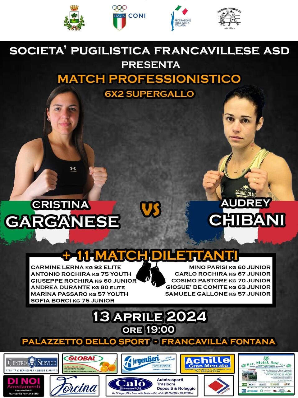Donne sul ring a Francavilla Fontana: la "pro" Garganese contro la francese Chibani