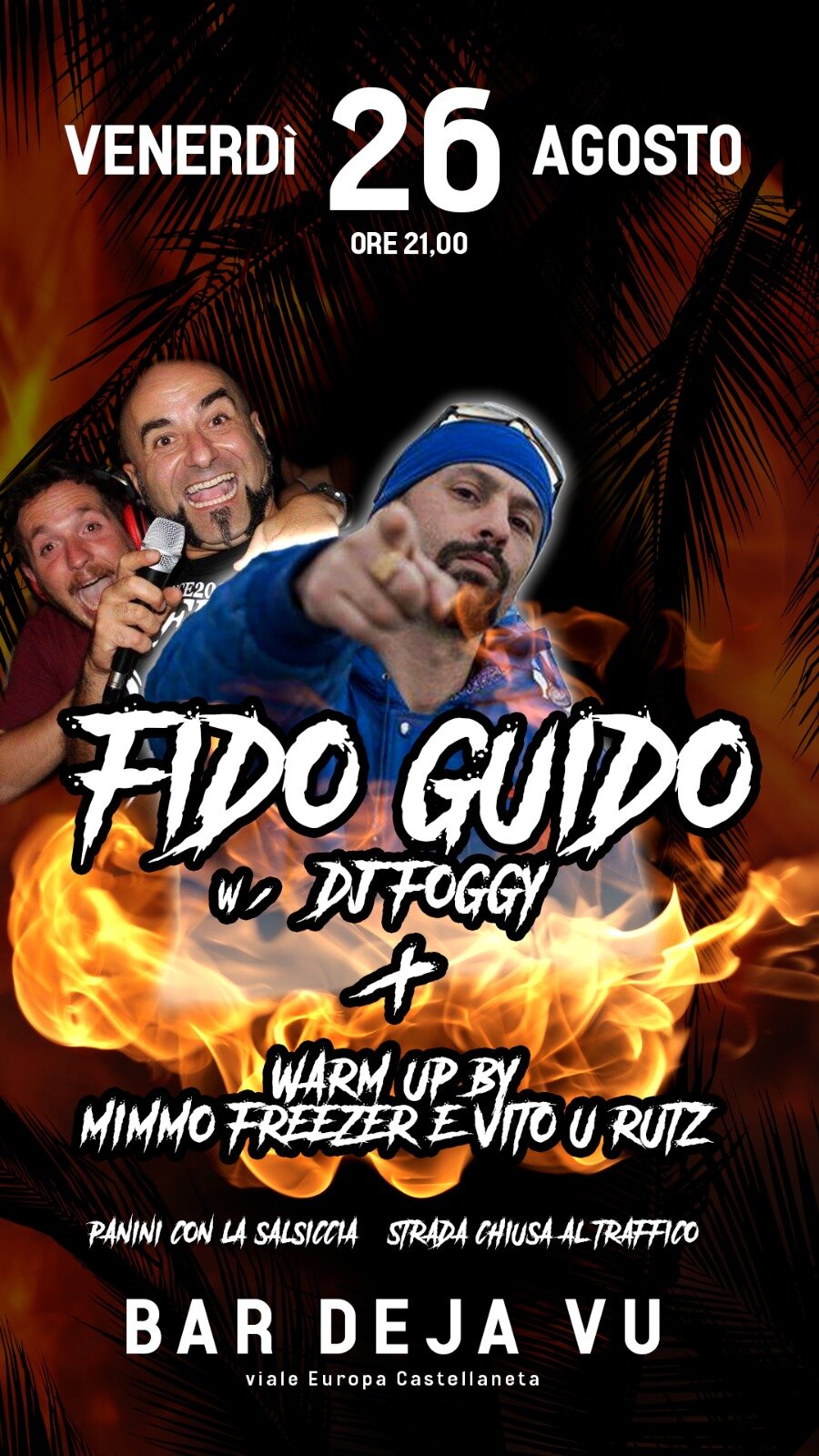 Fido Guido, Dj Foggy, Mimmo Freezer e Vito U'Ruts alla festa di fine estate del Dejavu di Castellaneta