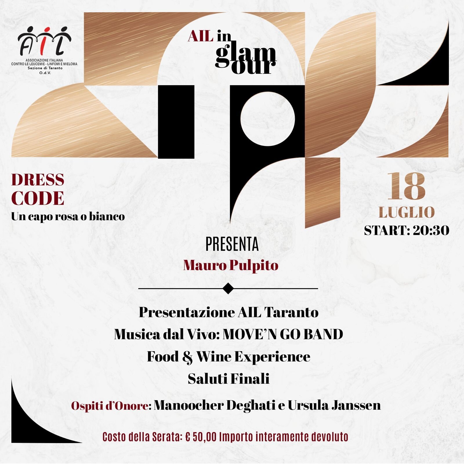 “AIL in Glamour”, quando la solidarietà si fa elegante: il 18 luglio a Taranto una serata tra cultura, musica e impegno sociale