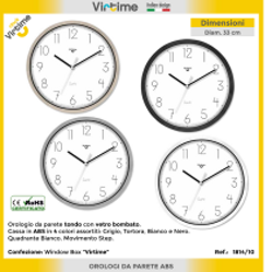virtime-orologio-parete-abs-tondo-diam-33-cm-quarzo-bianco-numeri-neri virtime-orologio-parete-abs-tondo-diam-33-cm-quarzo-bianco-numeri-neri
