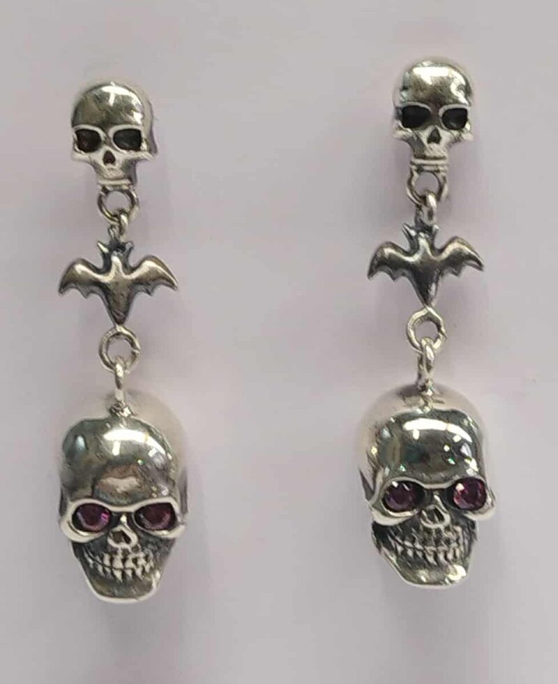 orecchini-teschio-e-pipistrello