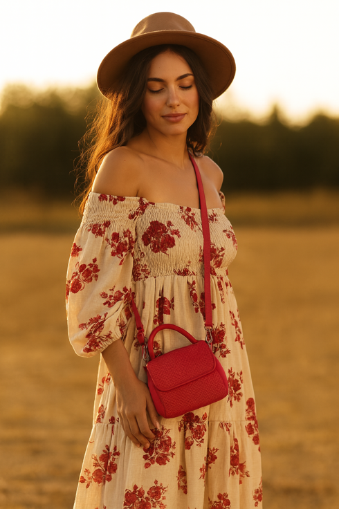 Borsa in pelle intrecciata LA VITA FIRENZE, stile vintage e boho, realizzata artigianalmente a Firenze..