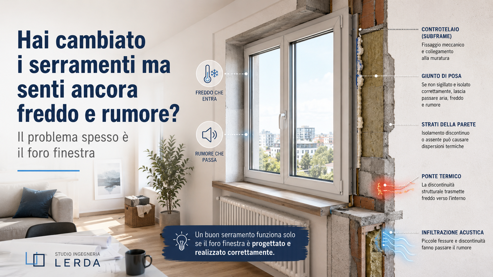 Hai cambiato i serramenti ma senti ancora freddo e rumore? Il problema spesso è il foro finestra