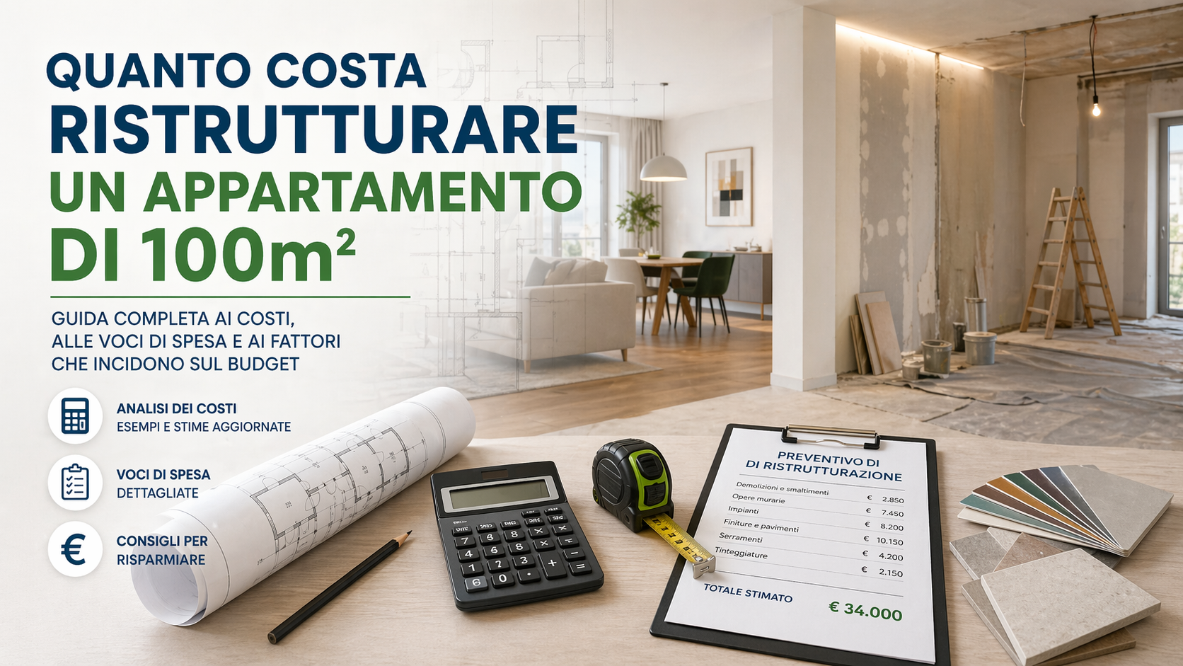 Quanto costa ristrutturare un appartamento da 100 mq?