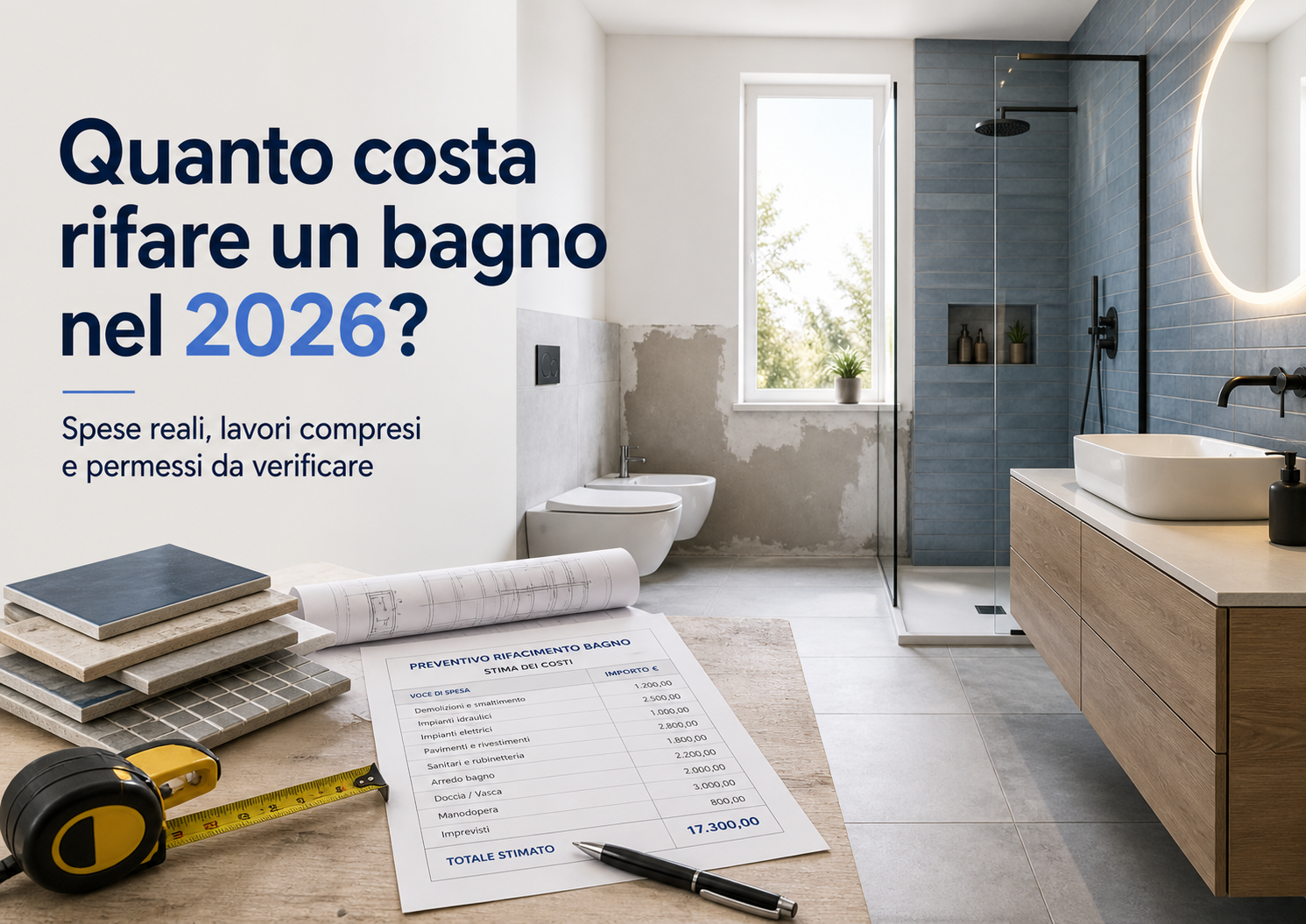 Quanto costa rifare un bagno nel 2026?