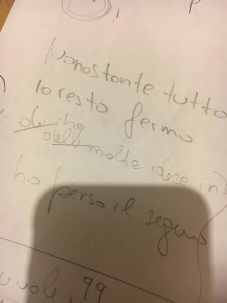 Prima bozza scritta a mano del testo del brano musicale Prima bozza scritta a mano del testo del brano musicale