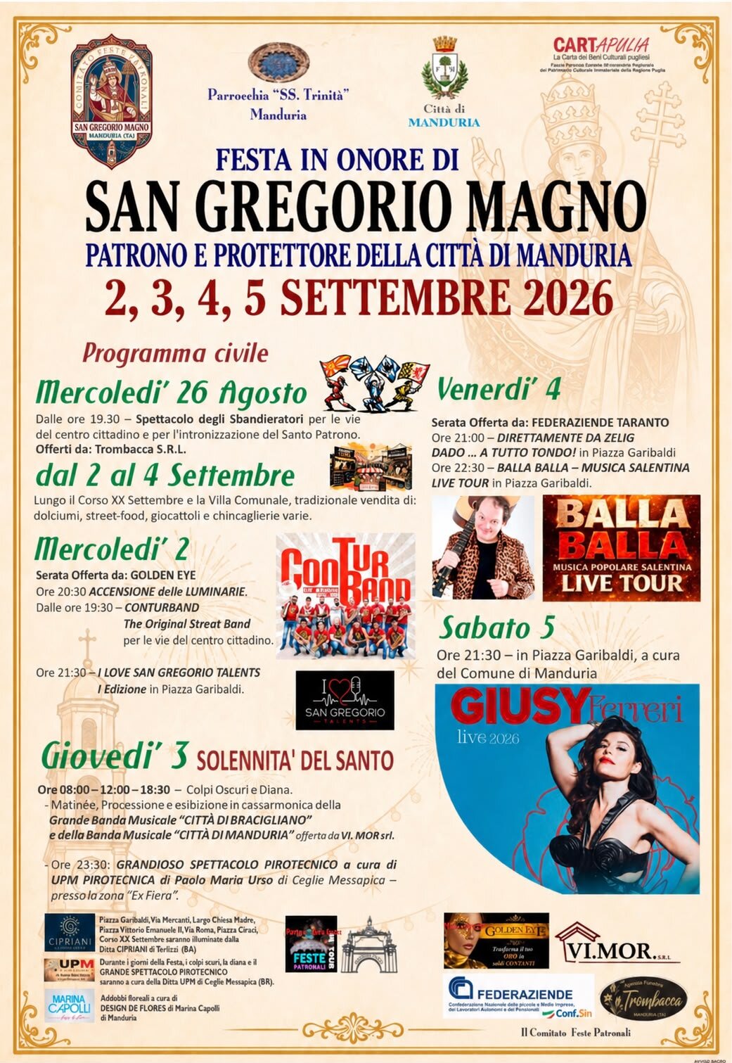 PROGRAMMA CIVILE - FESTA PATRONALE 2026
