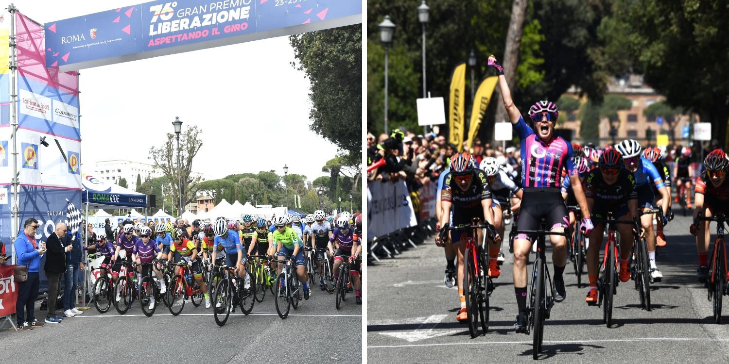 Coati Liberazione Donne 1.2: Silvia Zanardi sfreccia davanti al tandem Tonetti-Bariani