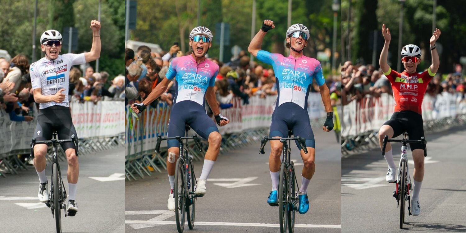 "Doubles" and "triples" open the GP Liberazione: winners are Wright (Juniors), Alessiani (Cadets), Ferro (Beginners), and Bernardinetti (Amateurs)