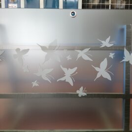 FARFALLE decoro sabbiato su satinato