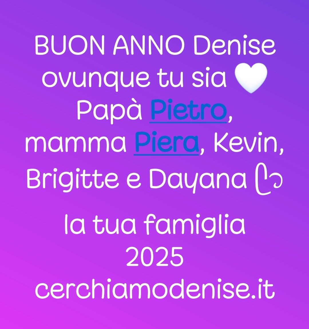 I genitori di Denise: Buon anno Denise!