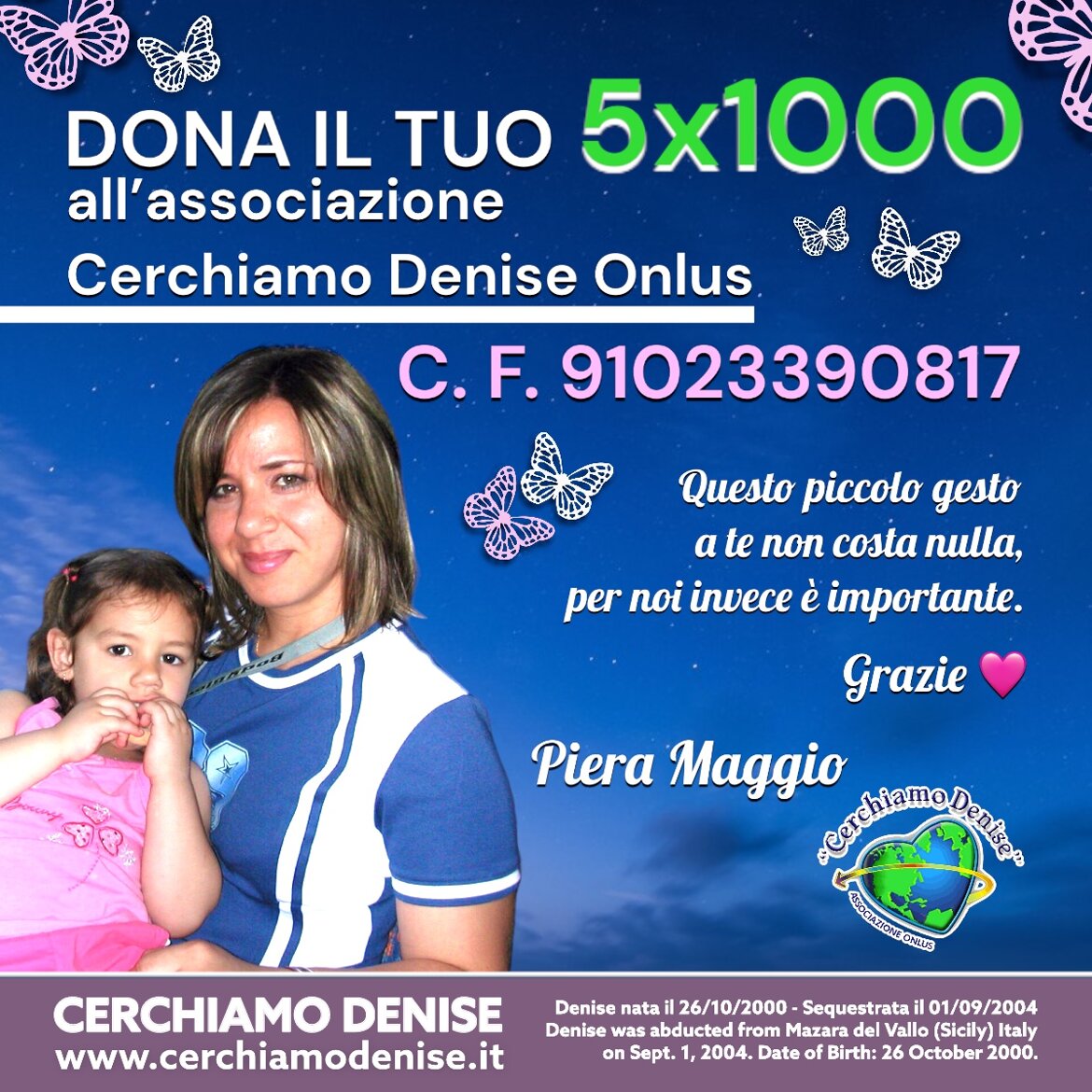 Donare il 5x1000 a te non costa nulla, per noi invece � importante. Grazie