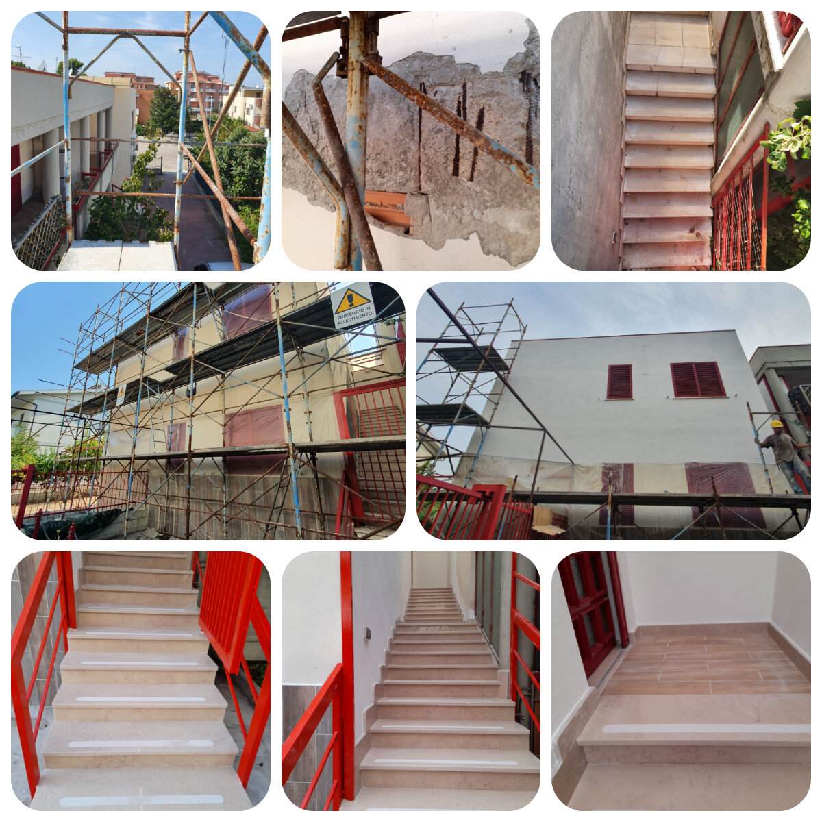 Ristrutturazione facciata con scalinata ingresso in marmo