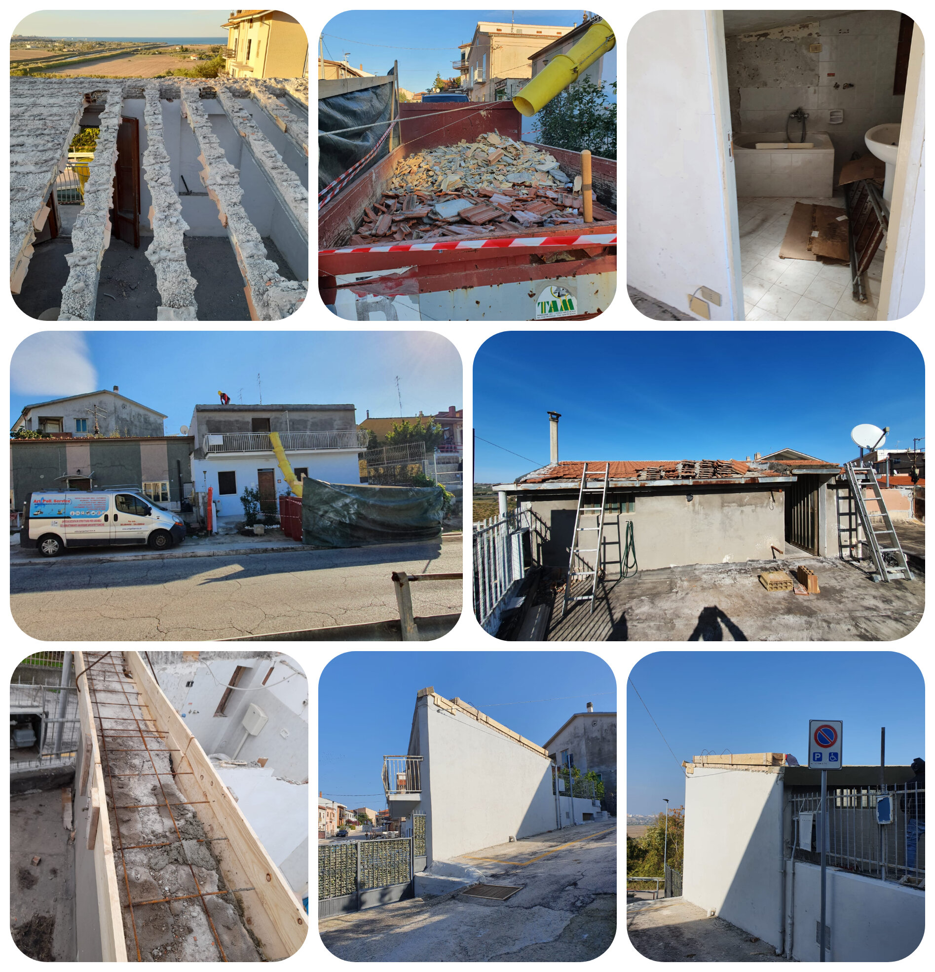 Abbattimento tetto mansarda e predisposizione per alloggiamento nuovo tetto in legno