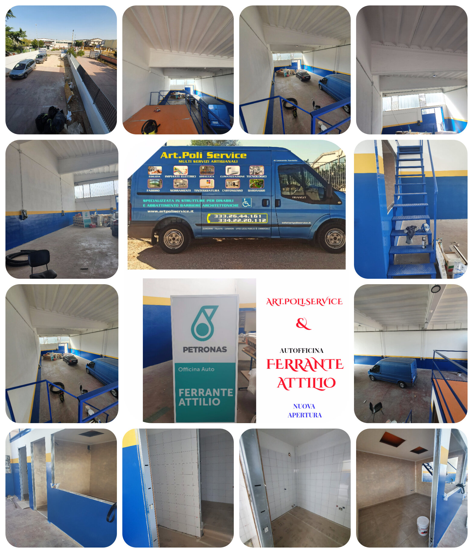 Restauro capannone e costruzione nuovi locali interni per autofficina Ferrante di Torremaggiore.