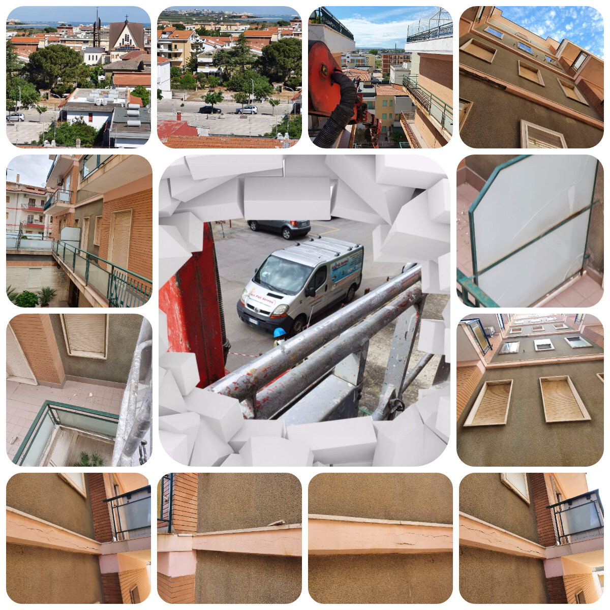 Messa in sicurezza cornicioni e armatura in ferro degli stessi.