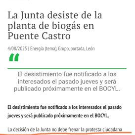 LA JCyl DESISTE BIOGAS PUENTE CASTRO ECOLOGISTAS L