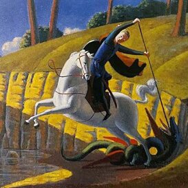 Hl, Georg und der Drache 1987 Olio su tela cm 40x50 Hl, Georg und der Drache 1987 Olio su tela cm 40x50