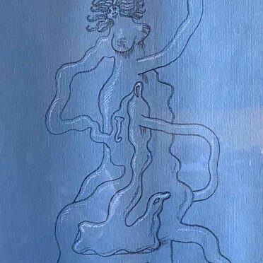 I cannibali creativi Carboncino e gesso bianco su carta grigio scuro cm 35X25