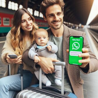 immagine di un papà con le valige. scrive un messaggio whatsapp all'azienda baby rent. la mamma ha i.jpeg immagine di un papà con le valige. scrive un messaggio whatsapp all'azienda baby rent. la mamma ha i.jpeg