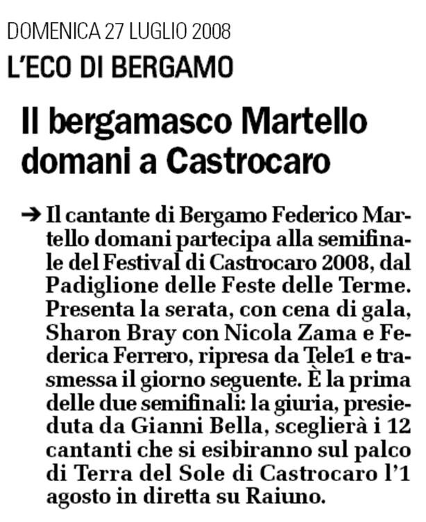 Il bergamasco Martello domani a Castrocaro Il bergamasco Martello domani a Castrocaro