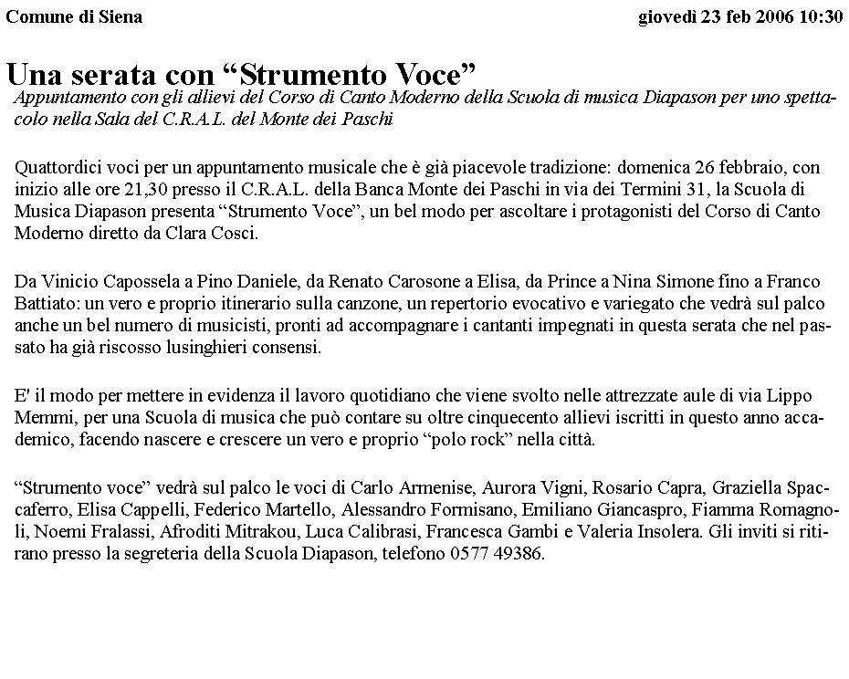 Una serata con Strumento Voce